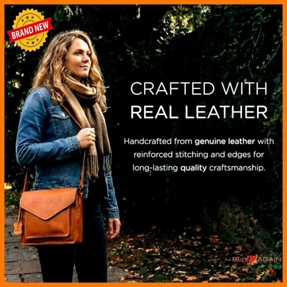 Genuine Leather Crossbody Bag, Adjustable Strap, Multi-Pocket Satchel
